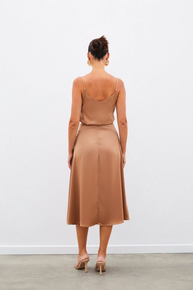 Midi Boy Saten Etek - Camel